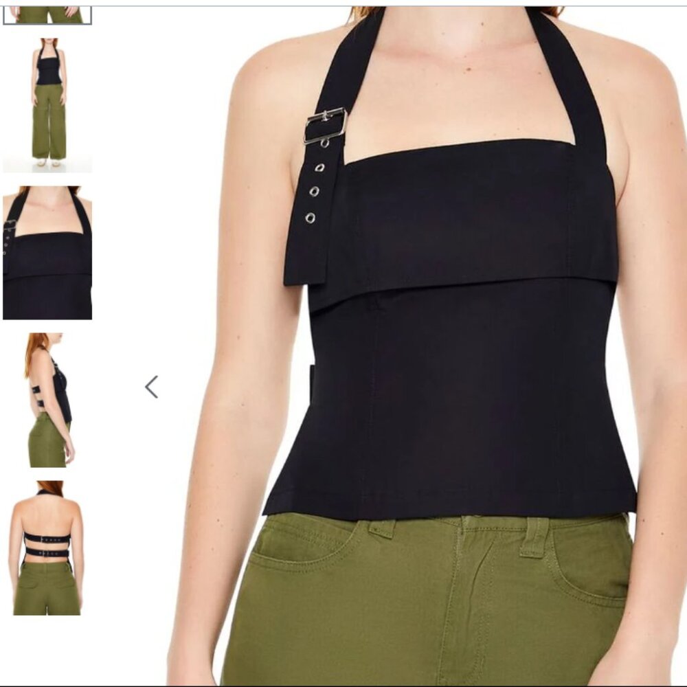 Buckle halter backless top S small F21 NWOT